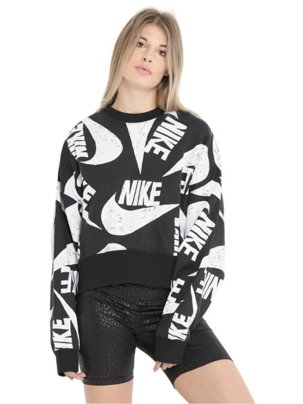 Nike Sportswear Icon Clash Fleece Crew Sweatshirt Women’s Medium  Oversized Crop
